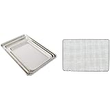 Nordic Ware 3 Piece Baker's Delight Set, Aluminum & Oven Safe Nonstick Baking & Cooling Grid (1/2 Sheet), One Size, Non-Stick