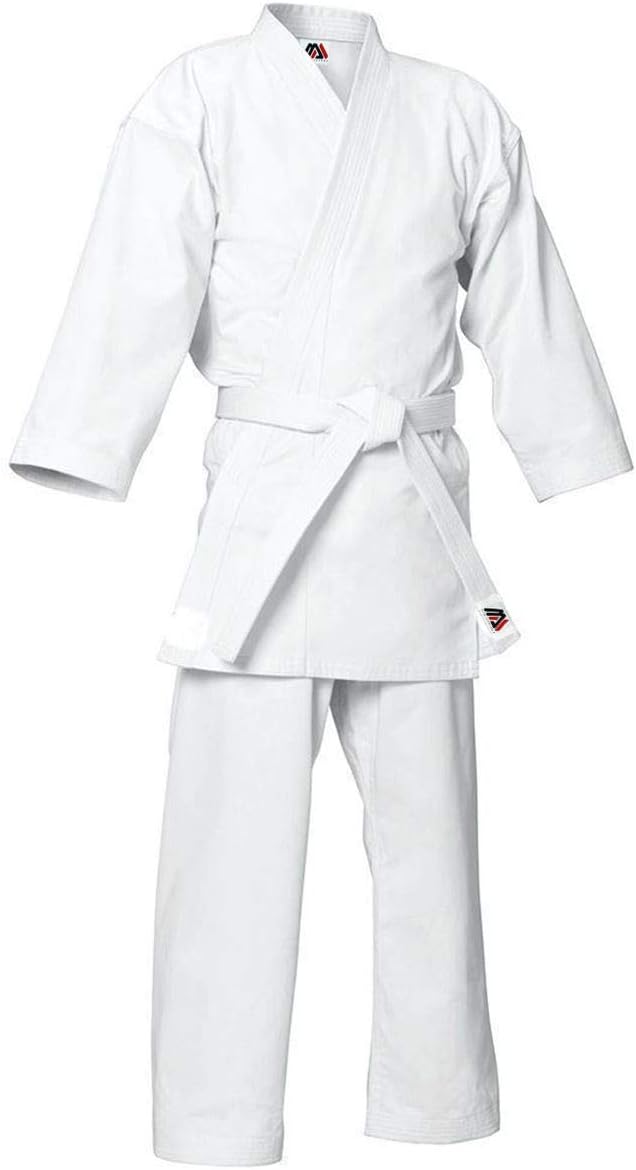 mymixtrendz Adult Student White Karate Suit Poly/Cotton Uniforms Mens Kimono with Free White Belt