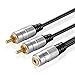 TNP Premium 3.5mm to RCA Male Audio Cable (3FT) Bi-Directional Female to Male Converter AUX Auxiliary Headphone Jack Plug Y Adapter to Left/Right Stereo Splitter Gold Plated Connector Wire Cord