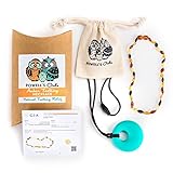 Baltic Amber Teething Necklace for Babies - Lab-Tested - Silicone Teething Necklace Gift Set - 3 Sizes - 5 Colors