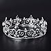Eseres Silver Crown for Men Kings Crowns Full Round Fleur De Lis Prom King Crown for Birthday