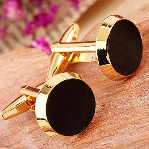 Gold&Black Color Round Mens Wedding Party Gift Shirt Cuff Links Cufflinks Drop Shipping Wholesale Wedding Accessories