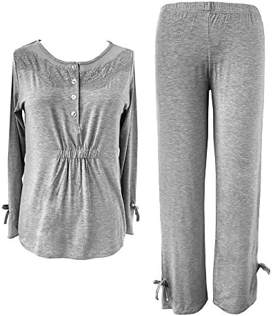 Sleepytime Sleepy Time Women's Bamboo Pajamas, Hot Flash Menopause Relief, Round Neck (Large, Grey)