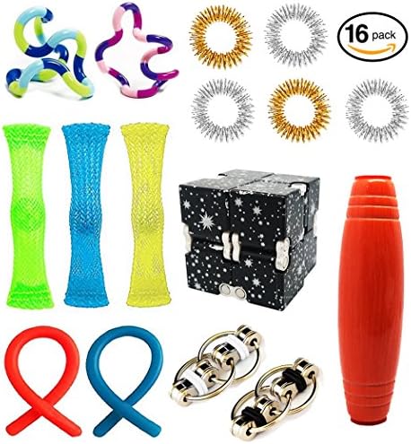 Kidsky Bundle Sensory Fidget Toys Set, Stretch Toys For Children/Adults Relieving Stress and Increasing Focus. (16 Pack)