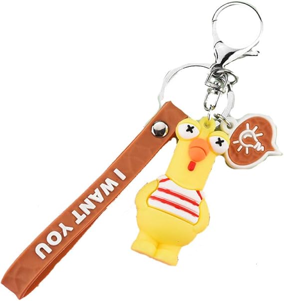 Amazon Co Jp Pvcソフトキーホルダーメモリーチャイルド漫画チキンキーホルダー女性レディースバッグペンダントアクセサリーキーリング16cm 服 ファッション小物