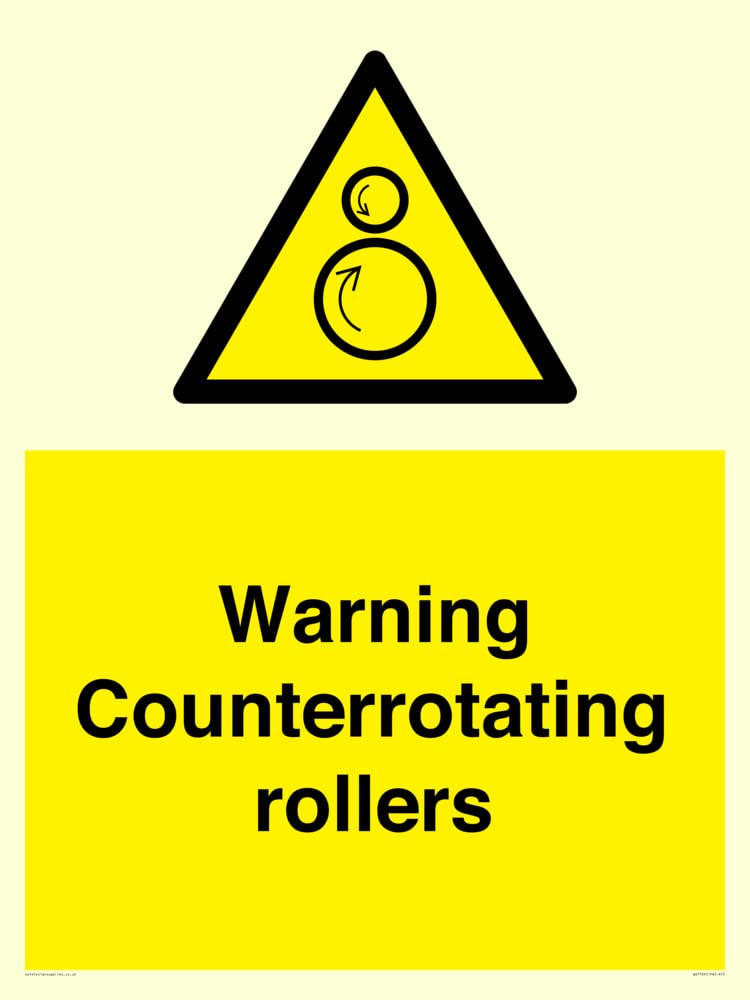 Warning Counterrotating rollers Sign - 600x800mm - A1P