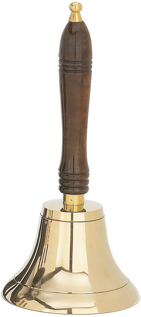 UDL Large & Heavy Solid Brass Hand Bell School Bell Call Service Bell with Wood Handle 11 (H) 5 (D)
