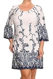 ColorMC Women's Plus Size Mandala print Bell Sleeve Convertible Neck Knit Dress