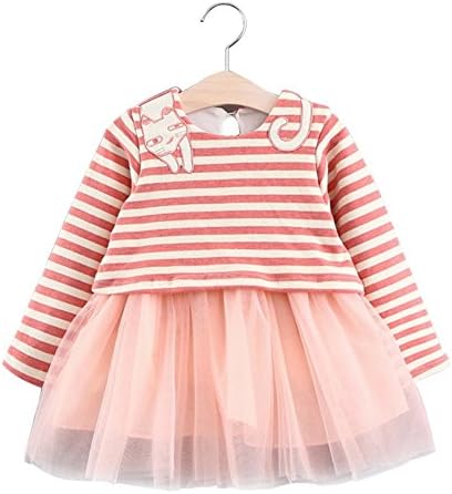 Lerida Baby Girls Little Kids Fall Cotton Cute Cat Dress (100cm(2-3 years), Pink)