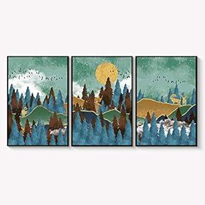 Framed Canvas Wall Art for Living Room, Bedroom Abstract Landscape Dream Place Canvas Prints for Home Decoration Ready to Hanging - 16"x24"x3 Panels