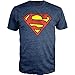 Superman Logo Shield Heathered Navy Slim Fit T-Shirt (Large), Navy, Size Large W