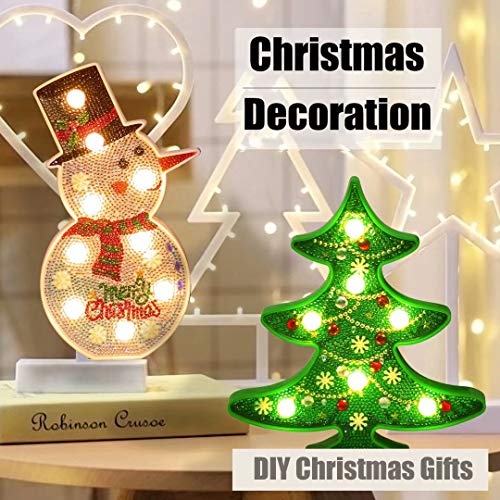 qiaoniuniu Diamond Painting for Kids Mosaic Making Night Light Snowman Lamp for Children - Thumbnail 6