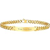 PROSTEEL Stainless Steel Hip Hop Name Necklace with Cuban Chain for Men Women, Customize Name, Year, Any Words, 18K Gold Plated Necklace, Come with Box