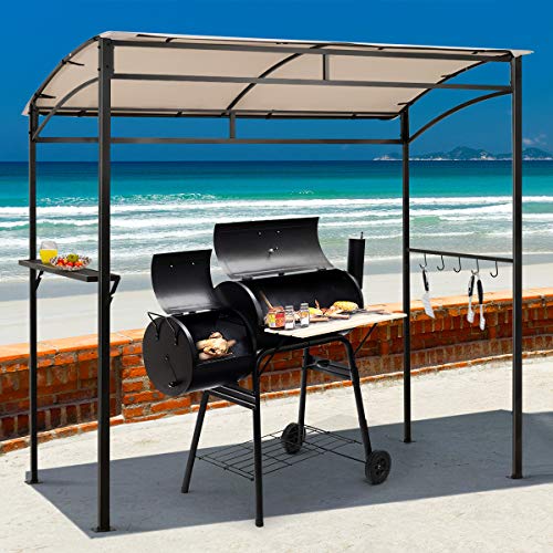 Tangkula 7ft Grill Gazebo, Patio Barbecue Canopy with Serving Shelf and