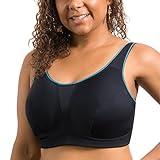 SYROKAN Women's Bounce Control Wirefree High Impact Full Figure Support Sports Bra Black 36DD