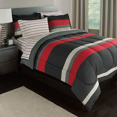 OS 7 Piece Boys Queen Rugby Stripes Bed 