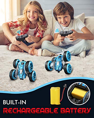 Remote Control Car for Boys, TECBOSS 1/18 Scale RC Stunt Car Toys, 2.4GHZ High Speed RC Crawlers with Rechargeable Battery, Boy Toys Age 3,4,5,6,7,8