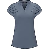 Felisou Womens V Neck Golf Polo Shirts Short Sleeve Sport Shirt Workout Tops