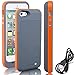 iPhone 5S 5 Battery Case, Rechargeable Portable 2500mAh Backup Power Bank External Protective Charger Case For iPhone 5S / 5, Full Body Protection,LED Battery Level Indicator (Orange)
