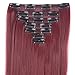 Lelinta 7Pcs Full Head 16 Clips in on Double Weft Hair Extensions, Rose Red Straight, 23inch 160g