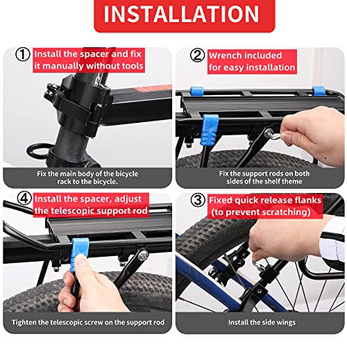 BABEIYXM Rear Bike Rack 110165lb Bike Cargo Rack with Quick Release, Adjustable Aluminum Alloy