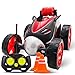 Atlasonix Remote Control Car for Boys - RC Stunt Car Toy | 4-Wheel Drive Car Spins and Flips | Indoor and Outdoor w/ Bonus - 6 Traffic Cones | Gift for Kids 3-10 | Size 7 x 5 in. Color Red and Black