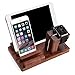 iPad iPhone Wooden Stand, Apple Watch Feitenn Bamboo Wood Charging Stand Desktop Station USB 2.0 Hub Bracket for iPhone 7 Samsung S8 LG G6 iWatch Ipad Kindle (Dark Brown)