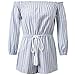 Sunm boutique Casual Off Shoulder Striped Short Rompers and Jumpsuits For Women(S, Blue)