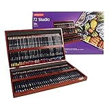 Derwent Colored Pencils, 72 Studio, 3.4mm Core, Wooden Box, 72 Count (32199)