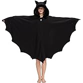 AIYOUYIYA Women's Cozy Bat Costume - Soft Gothic Halloween Hoodie Cape with Wings for Cosplay & Parties