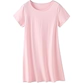 QZH.DUAO Girls Nightgowns 100% Cotton Short Sleeve Sleep Shirts Nightdress Sleepwear 5-14