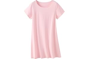 QZH.DUAO Girls Nightgowns 100% Cotton Short Sleeve Sleep Shirts Nightdress Sleepwear 5-14