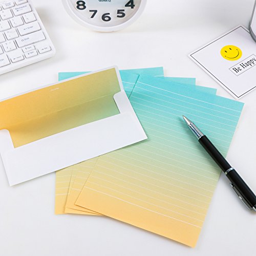 MIAO JIN 64 Pcs Creative Gradient Color Stationery Paper Letter with 32 Envelope (Multi Colors) - Thumbnail 3