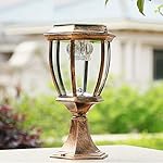 Homestia Outdoor Pillar Post Light with Solar LED Lamp 12Hour 9.45"(Dia)16.53"(H) Bronze