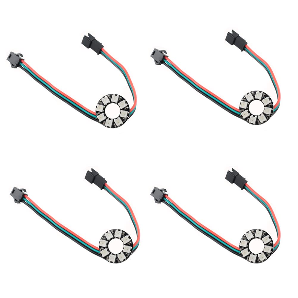 Photo 1 of Sparkleiot 8 Bits WS2812 RGB LED Ring with SM2.54-3P Wire, 8 X WS2812B 5050 Full Color LED with Integrated Drivers Individually Addressable DC5V for Arduino Raspberry Pi ESP32 Nodemcu (Pack of 4pcs)