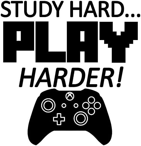 YINGKAI Study Hard Play Harder Video Gaming Quote Vinyl Wall Decal Sticker Living Room Vinyl Lettering Removable Decal For Nursery Boys Kids Room Decoration