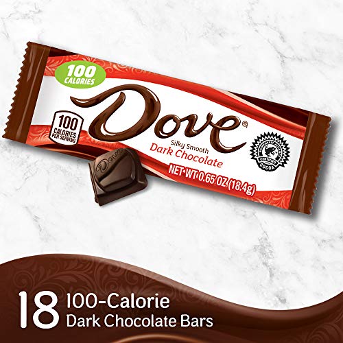 Dove 100 Calories Dark Chocolate Candy Bar 0.65Ounce Bar 18Count Box