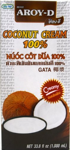 Aroy-D Pure Coconut Cream, 33.8 Fluid Ounce (Pack of 3)