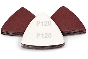 SPEEDWOX 30 Pcs Hook and Loop Triangle Sandpaper 120 Grit 80mm 3-1/8 Inches for Oscillating Multi Tool Detail Sander Sanding 