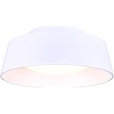 Canarm Adira 14-Inch LED Flush Mount Ceiling Light, White Acrylic Drum, Integrated Dimmable LED, Modern Lighting for Bedroom 