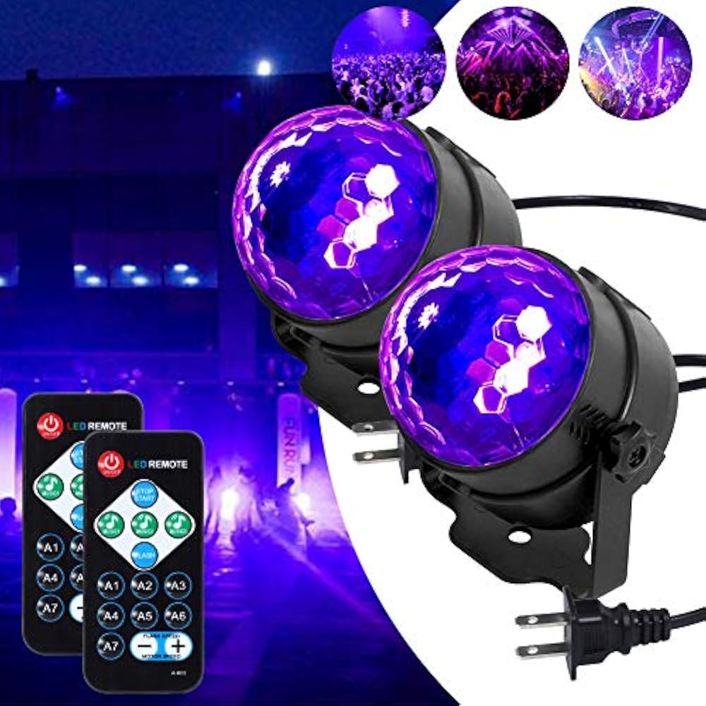 LUNSY UV LED Black Light, 3W Disco Ball Party Lights Sound Activated