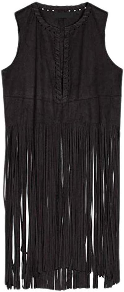 YUNIAO Stlylish Top Blouse,Women Autumn Winter Suede Ethnic Sleeveless Tassels Fringed Vest
