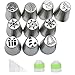 Weagood Chritsmas Russian Piping Tips Holiday Design Set 22 pcs-10 Icing Nozzel+10 Baking Pastry Bags+2 Couplers Frosting Tips Set (XMS Decoration)