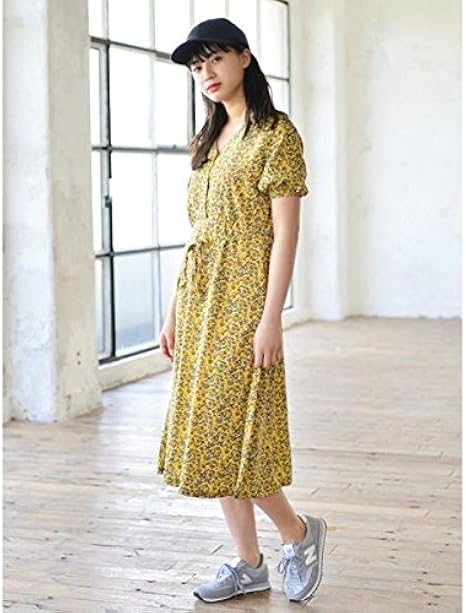 Amazon Co Jp イーハイフンワールドギャラリー E Hyphen World Gallery イーハイフンワールドギャラリー 花柄 Vネックワンピース ネイビー F 服 ファッション小物