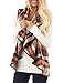 InStylish Women's Color Block Lapel Open Front Sleeveless Plaid Vest Cardigan with Pockets