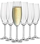 Krosno Crystal Champagne Flute Glasses | Set of 6 | 200 ML | Venezia Collection | Perfect for Hom...