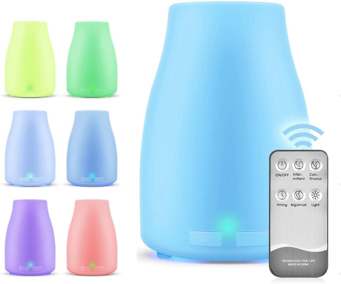 300ml Essential Oil Aromatherapy Diffusers, Litesort Remote Diffusers with 7 Colorful LED Lights