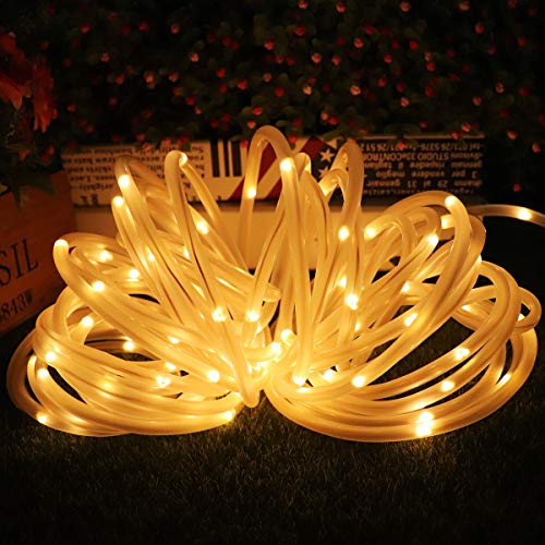 Solar Rope Led string lights 33ft 100LED Solar Powered Fairy Lights waterproof Decoration for Xmas,home,gardens,and parties.