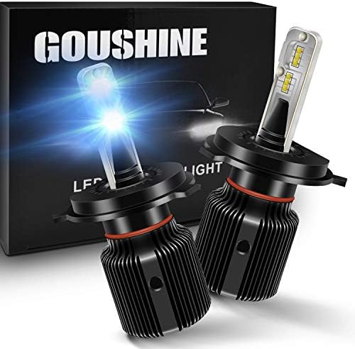GOUSHINE H4 Hi/Lo Auto LED Headlight Bulbs Conversion Kit 12V Replace for Halogen or HID Bulbs 6000K J1 Car LED Headlight Kit