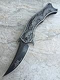 Dark Side Blades Knife Stone Wash Titanium Fantasy Dragon Knife- Stone Wash